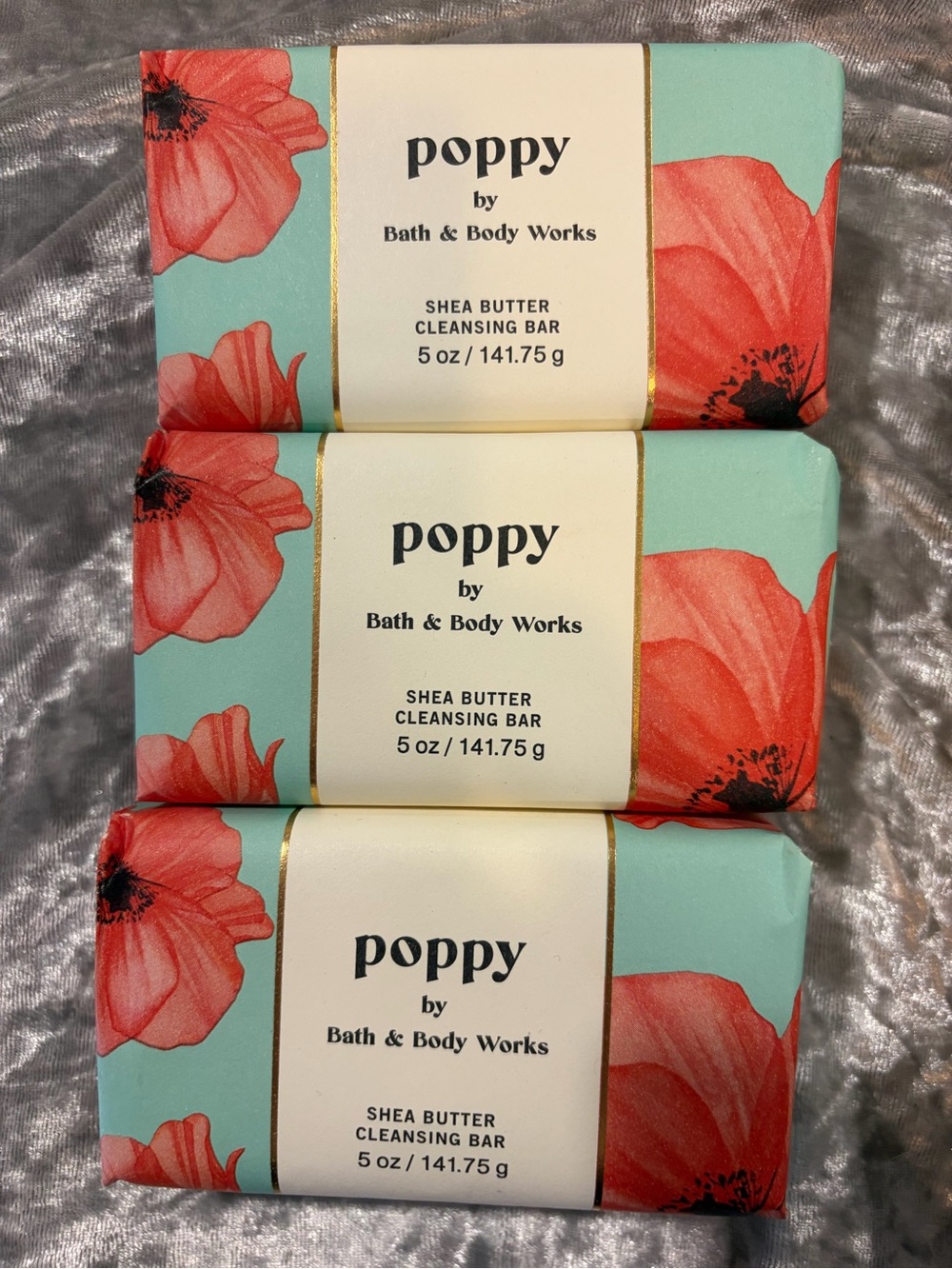 Bath & Body Works Poppy Shea Butter Cleansing Bar Bundle- Coral/Teal